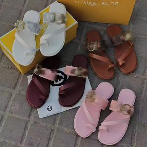 Nouvelle Collection Été 2025 – Sandales Confortables à Semelle Plate pour <span class=keywords><strong>Femme</strong></span> avec Boucles Métalliques et Motif Rayé Antidérapant - Product Image 2