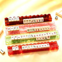 Supports de Mahjong en Acrylique de Noël de 20 Pouces, Supports de Tuiles de Mahjong en Forme de U Ondulée, Accessoires de Mahjong Personnalisés Imprimés