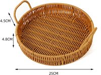 Panier de service alimentaire tissé à la main, multifonctionnel, en matériau PP, en rotin, pour table à manger, bords lisses, plateau de cuisine
