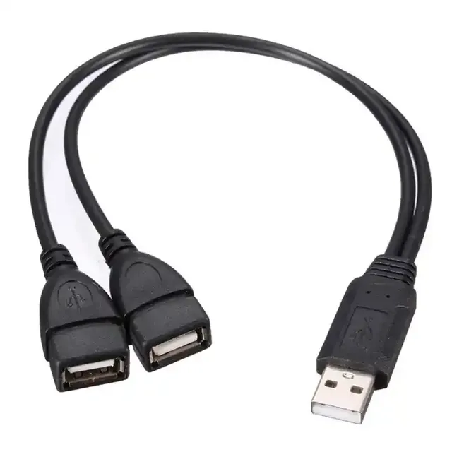 USB 2.0 a Male to 2 Dual USB Female Jack Y Splitter Hub Power Cord Extension Adapter Cable