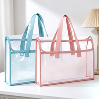 Sac fourre-tout transparent en PVC, grande taille, imperméable, double couche, avec poignée, pour l'école, le bureau, les voyages