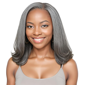 Remy 200 Плотность 13x4, Короткие 100, соль и перец, серый, бесклеевой, предварительно стилизованные европейские парики из человеческих волос - Product Image 2