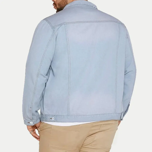 Chaqueta vaquera de talla grande para hombre, personalizada, Color sólido, informal, con solapa - Product Image 5