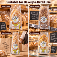 Sacs plats en plastique LDPE transparents à soufflet pour emballage de baguettes, pour supermarchés et boulangeries (vente en gros)
