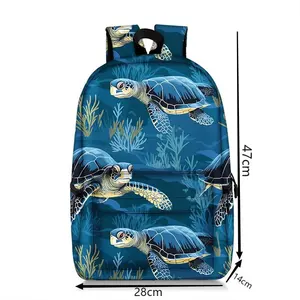 Sea Turtle Sea Grass Pink Black Blue Daily Backpack Schoolbag