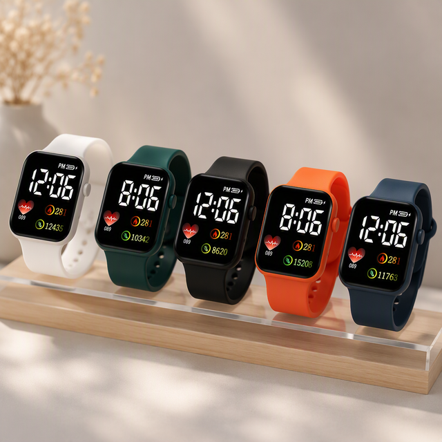 2026 Custom Logo Square Luxury Charm Sports Watch for Women Men Children Electronic LED Digital Watch Fashion Casual Simple