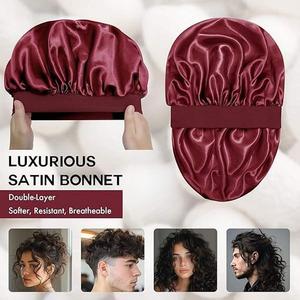 <span class=keywords><strong>Bonnet</strong></span> de Nuit <span class=keywords><strong>en</strong></span> Soie <span class=keywords><strong>Satin</strong></span>ée Double Couche pour Hommes et Femmes, Bande Élastique Douce pour Cheveux Bouclés et Tressés, Réversible, Idéal Voyage – Offre Exceptionnelle - Product Image 5