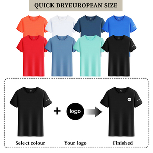Summer Breathable Custom Logo T-tops Workout Dry Fit Shirts Running Sportswear Quick Dry Fitness Crew Neck Shirts Men Gym - Product Image 3