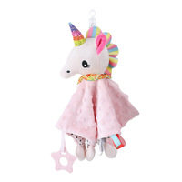 Prix de Gros Doudou Bébé Licorne Élégant, Éléphant, Lapin en Peluche, Couverture Confortable pour Poussette, Jouets Doux et Neutres
