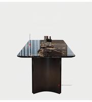 Table et chaises de salle à manger rectangulaires minimalistes italiennes, design moderne en marbre de luxe léger pour l'ameublement de la maison