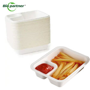 Compostable película noche teatro comida rápida 2 compartimentos caña bagazo Nacho bandeja contenedor Chip Dip titular - Product Image 6