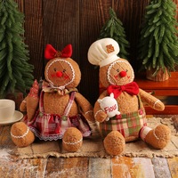 Boneka Gingerbread Man Seri Kain Poliester Berkaki Panjang Hiasan Jendela Natal Mainan Dekorasi Hadiah Gantungan Stoking
