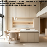 Armoires de cuisine personnalisables pour projets d'appartements, en contreplaqué sans formaldéhyde à fermeture douce, fabriquées par un professionnel