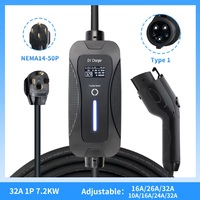 Chargeur EV portable réglable et fixe de type 1 à différentes prises 16A 32A pour véhicules, chargeur EV intelligent