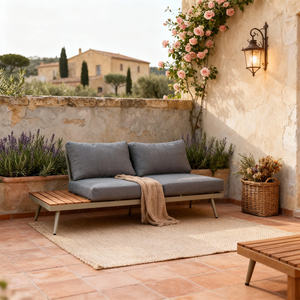 Conjunto de Muebles de Jardín de Lujo Nórdico Toscano, Seccional de Esquina, con Estructura de Aluminio, Cojines Personalizables, Ratán PE - Product Image 2