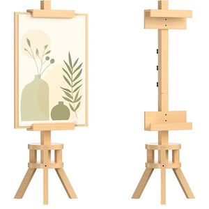 Caballete de madera ajustable para exhibición de pinturas y dibujo al aire libre, caballete de escritorio de estilo sencillo - Product Image 1