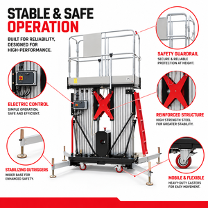 Plateforme de travail aérienne électrique portable KCCL en alliage d'aluminium, 8m, 200kg, mât vertical, alimentée au lithium, levage 20/17 - Product Image 4