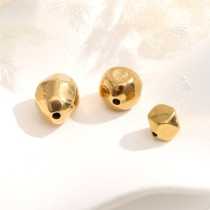 Faceted Round Geometric Beads | 18K PVD Gold Plated Stainless Steel Irregular <b>Spacer</b> for DIY Bracelet Necklace Jewelry Making - Product Image 3
