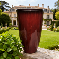 Jardinière moderne en plastique PP rayé et moucheté, finition brillante, durable, légère, pots à fleurs, personnalisation des couleurs pour la maison et le jardin