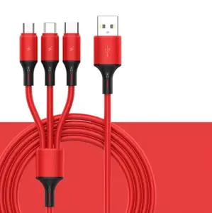 Kabel Pengisi Daya USB 3 Dalam 1 Dapat Ditarik Universal Logo Kustom Warna Baru Buatan Tiongkok
