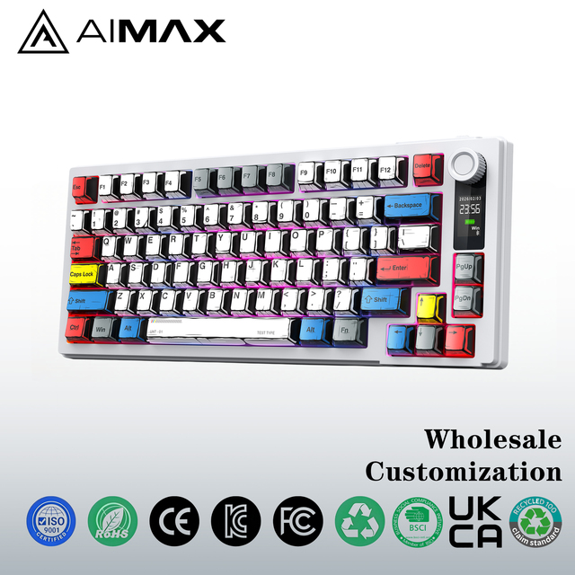 New ABS Injection Molding RGB LED 2.4GHz/ Wireless Programmable Gaming Mechanical Keyboard 75% Size Hot-Swap Switch