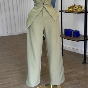 Ensemble décontracté pour femme 2026 : <span class=keywords><strong>Blazer</strong></span> uni à col en V et pantalon taille haute – Tenue décontractée et confortable - Product Image 4
