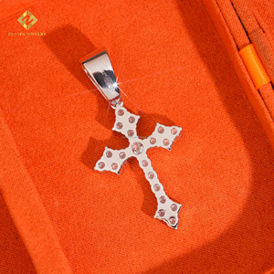 ZUANFA JEWELRY Silver Rhodium Plated Cross Pendant With Lab Grown Diamonds Religious Style Unisex Charm With IGI Unisex Pendant - Product Image 6