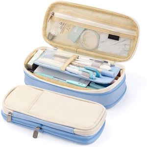 Trousse à crayons rose double couche grande capacité pour étudiants - Product Image 1