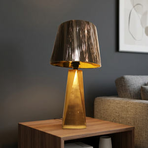 Modern Luxury Adjustable Electric LED Table Lamp with <b>Drum</b> <b>Shade</b> Geometric Gold Metal Design for Bedroom and Living Room Decor - Product Image 6