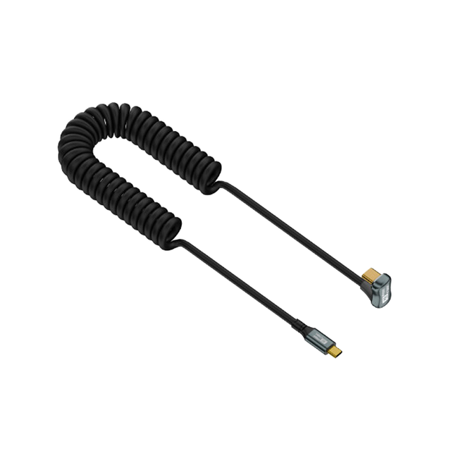 Spring-type Right-angle Dual USB-C Data Cable