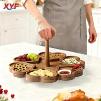 Houten serveerschaal met handvat, modern minimalistisch design voor thuisgebruik, fruit- en gedroogd fruit schaal, dessert presentatieschaal