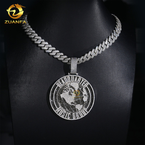 Nero Moissanite terra mappa del <span class=keywords><strong>mondo</strong></span> ciondoli personalizzati 2.5in Moissanite ghiacciato diamanti pieni lettera nome iniziale collana di gioielli - Product Image 6