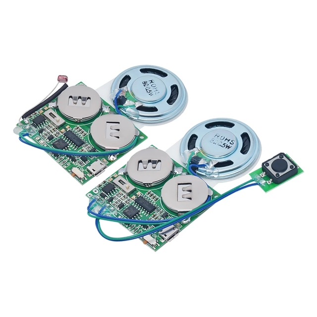 Recordable Sound Module Push Button/Light Control Activated 8M Capacity Micro USB Cell Powered for DIY Audio Music Greeting Card