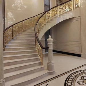 Tuiles d'escalier en spirale <span class=keywords><strong>de</strong></span> marbre <span class=keywords><strong>de</strong></span> veine verte pour l'immobilier haut <span class=keywords><strong>de</strong></span> gamme - Product Image 1