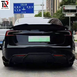Pour Tesla modèle 3 Highland <span class=keywords><strong>2023</strong></span> + CR Style diffuseur arrière véritable mat sec en Fiber de carbone extérieur séparateur de pare-chocs arrière - Product Image 6
