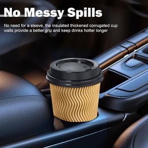 Multi-Size Biodegradable Eco-Friendly Printing Portable <b>Corrugated</b> <b>Paper</b> Coffee Cups Thickened Hot Drink Disposable with Lid - Product Image 3
