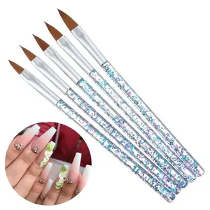 5Pcs Crystal Handle <b>Nail</b> Brushes Acrylic Powder UV Gel Drawing Painting Brushes Carving/Extension Pen Professional <b>Nail</b> <b>Tools</b> - Product Image 1
