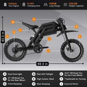 Yüksek Performanslı Elektrikli Arazi Motosikleti, Uzun Ömürlü, Yüksek Karbon Çelikli Yetişkinler İçin Off-Road Elektrikli Arazi Motosikleti - Product Image 6