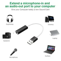 Adaptateur audio USB/Type-C vers jack stéréo 3,5 mm pour casque, carte son externe, convertisseur jack, contrôleur, casque, microphone