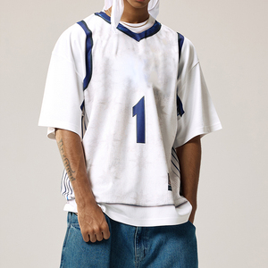 Camiseta de Hombre de Alta Calidad, Casual, Tejida, Resistente, Transpirable, de Manga Corta, Cuello Redondo, Holgada, de Poliéster Sublimado - Product Image 2