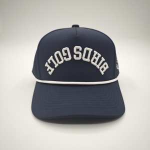 Gorra de béisbol deportiva impermeable azul con puntos de leopardo, perforaciones cortadas a láser, cuerda y 5 paneles, de poliéster, con cierre snapback - Product Image 4