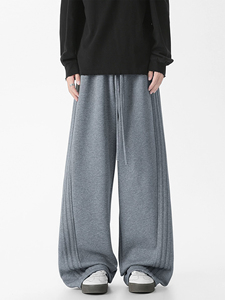 <span class=keywords><strong>Pantaloni</strong></span> Casual in Lana <span class=keywords><strong>di</strong></span> Peso Medio Americani, Nero e Grigio, per <span class=keywords><strong>Uomo</strong></span>, Autunno Inverno, Nuova Tendenza, Marca alla Moda, Gamba Dritta Larga con Coulisse - Product Image 2