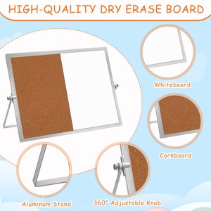 Lavagna magnetica doppia lavagna <span class=keywords><strong>con</strong></span> supporto cancellabile a secco per struttura in alluminio da scrivania - Product Image 4