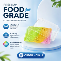 Plateau à sushi avec couvercle transparent, boîte en plastique PET de qualité alimentaire épaissie pour les commerces de proximité, les comptoirs de vente à emporter, les commandes en gros