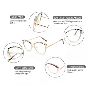 <span class=keywords><strong>Gafas</strong></span> bicolor con bloqueo de luz azul para mujer, anteojos con montura óptica, Anti Ojo de gato, a la moda - Product Image 2
