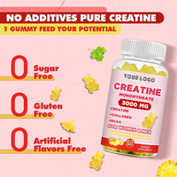Bonbons gélifiés à la créatine monohydrate 3000 mg, collagène, BCAA, complément nutritionnel sportif pour adultes - Énergie naturelle et soutien immunitaire