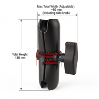 Bras d'extension double à double douille en alliage d'aluminium robuste de 145 mm de longueur moyenne pour système de montage RAM à base de boule de 1,5 pouce