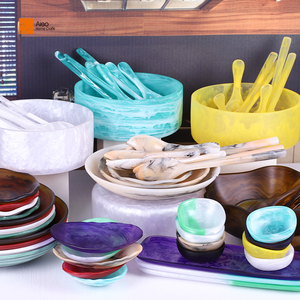 Handmade thân thiện với môi polyresin tối giản hình bầu dục phục vụ bát màu nâu cho đồ ăn platters Đảng trang trí nội thất - Product Image 6