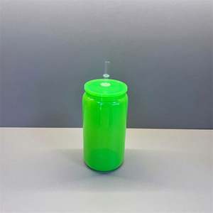 Vaso de plástico colorido de neón de una sola pared de 16Oz, vaso mental en blanco para envolturas UV DTF - Product Image 4