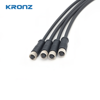 Connecteur d'automatisation industrielle KRONZ M8 3 broches, femelle, droite, à vis, en alliage noir, non blindé, assemblage de câbles, IP67